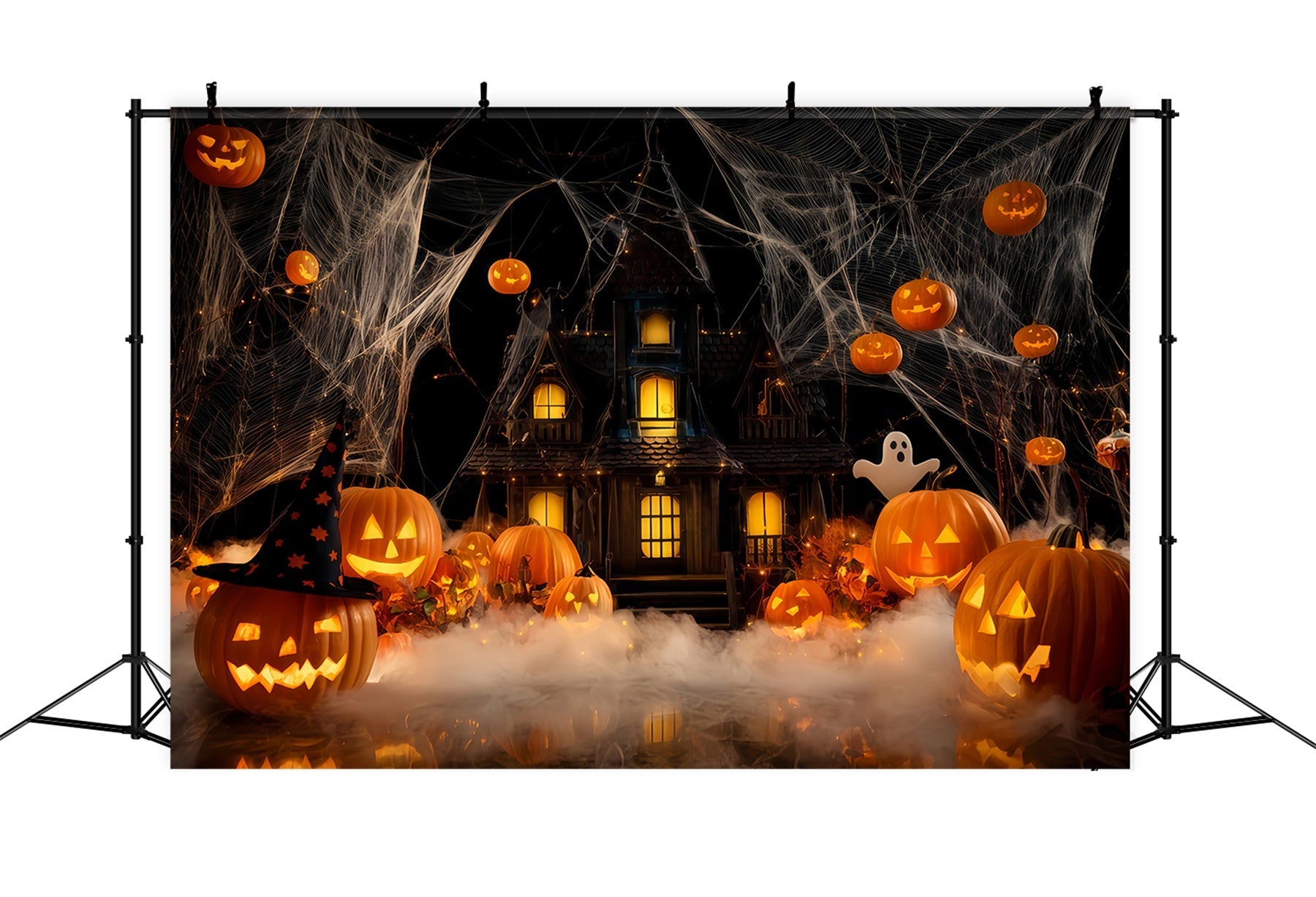Haunted Mansion Backdrop Haunted House Pumpkin Fog Halloween Backdrop Ideas UK TWW510-15