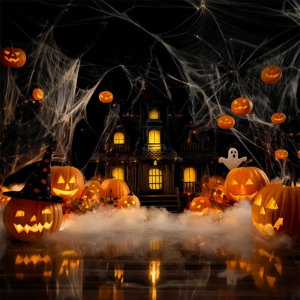 Haunted Mansion Backdrop Haunted House Pumpkin Fog Halloween Backdrop Ideas UK TWW510-15