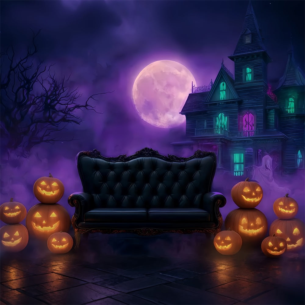 Halloween Moon Backdrop Gothic Sofa Haunted Mansion Halloween Backdrops UK TWW510-22