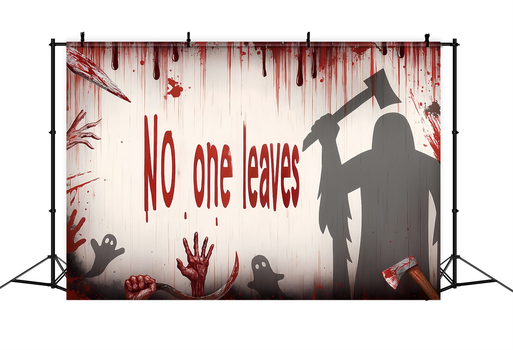 Halloween Wall Backdrop Bloody Axe Killer Shadows Halloween Backdrop Ideas UK TWW510-25
