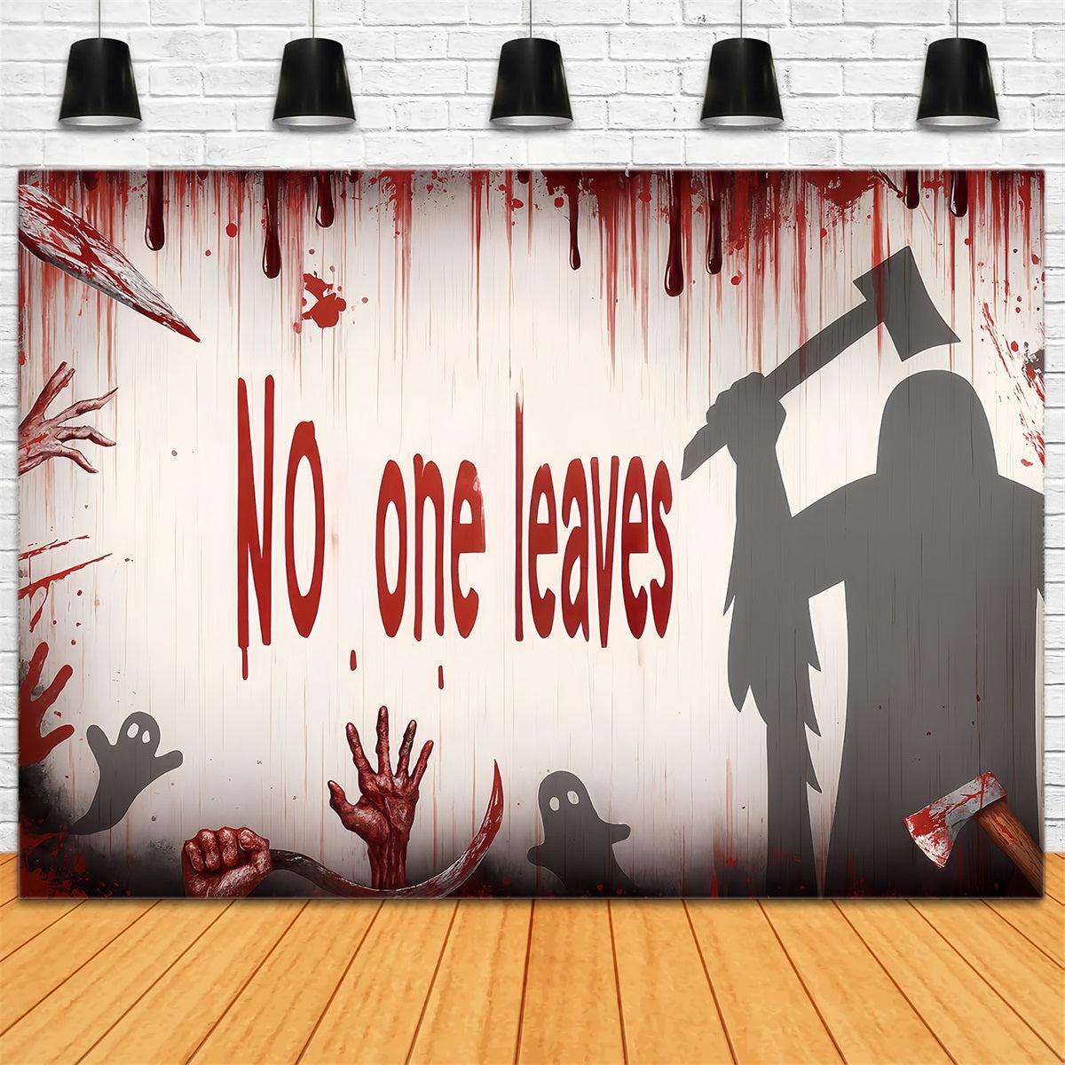 Halloween Wall Backdrop Bloody Axe Killer Shadows Halloween Backdrop Ideas UK TWW510-25