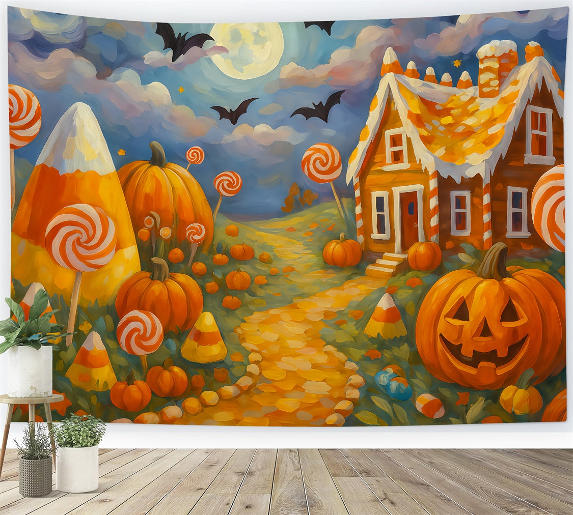 Halloween Color Backdrop Candy Land Pumpkin Path Halloween Backdrops For Photos UK TWW510-26