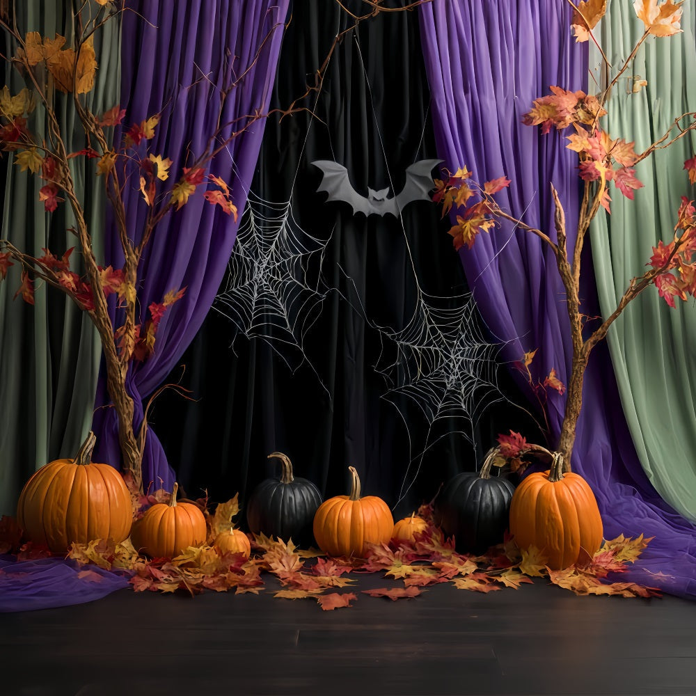 Halloween Spider Backdrop Autumn Curtains Spider Webs Halloween Photo Backdrops UK TWW510-27