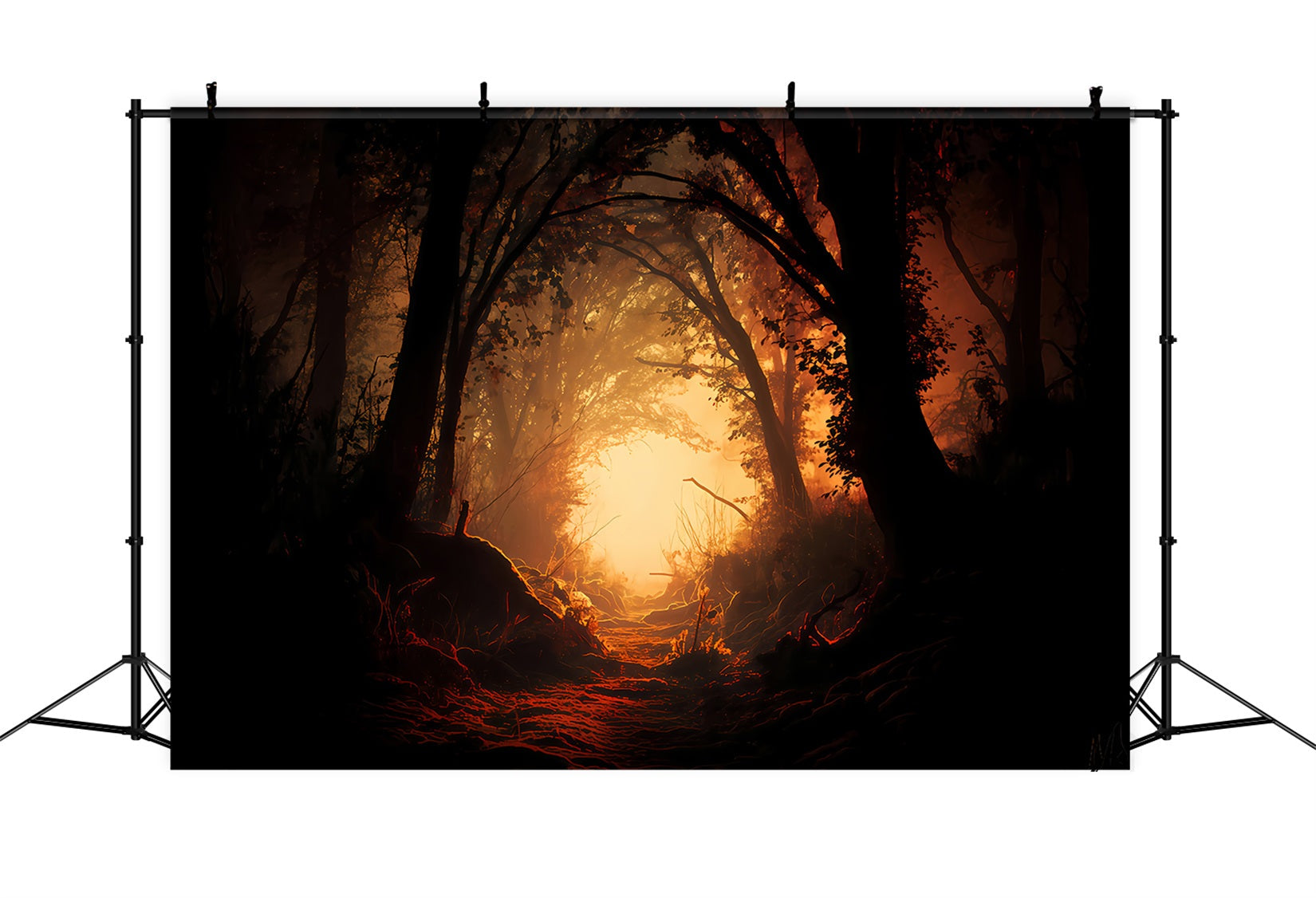 Haunted Forest Backdrop Enchanted Forest Fiery Path Halloween Photography Backdrop UK TWW510-29