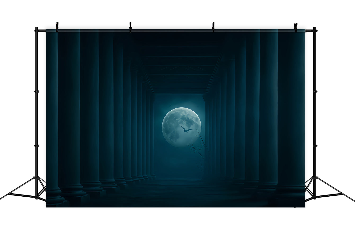 Halloween Moon Backdrop Moonlit Pillars Dark Corridor Halloween Backdrop UK TWW510-31