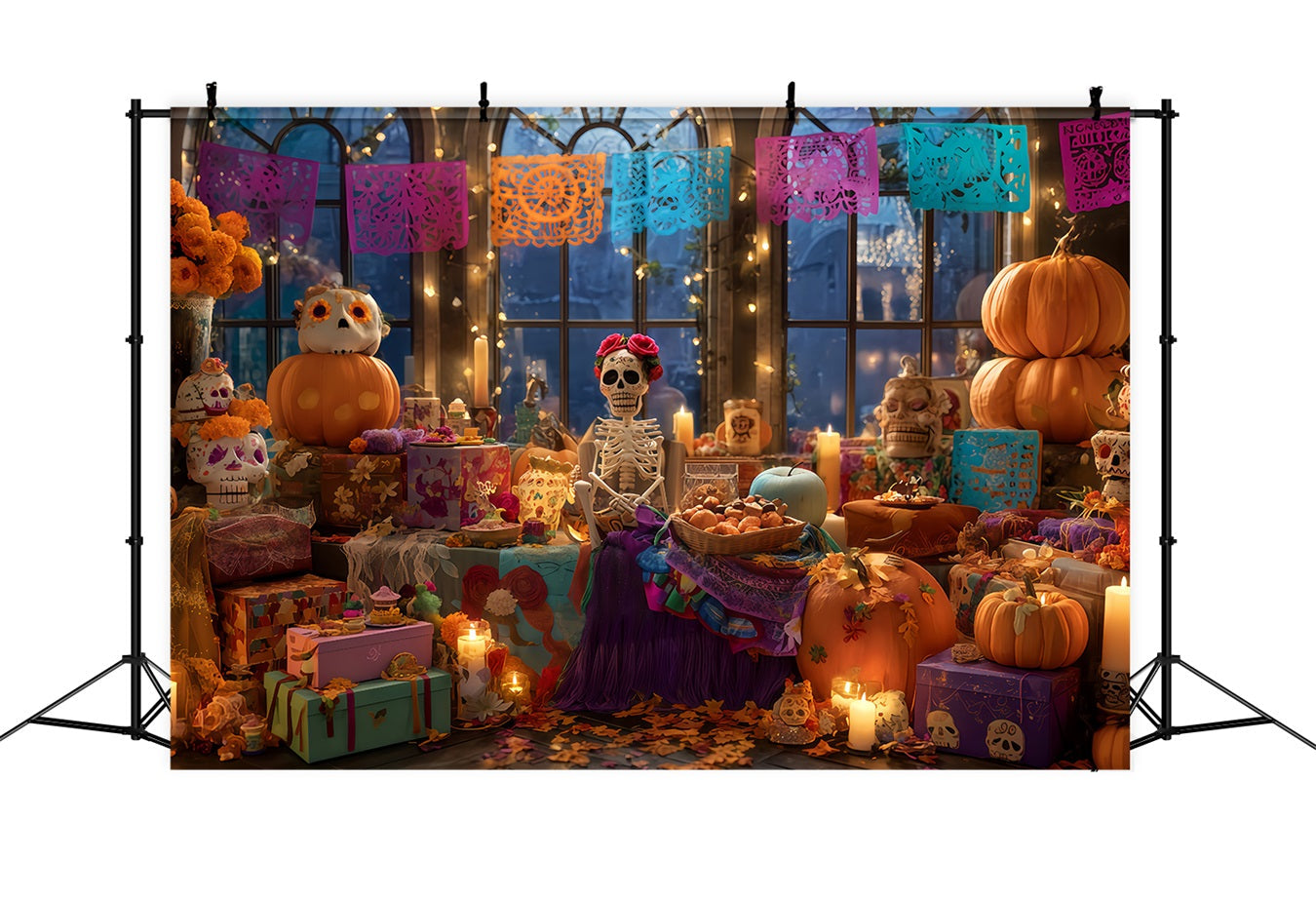 Scary Halloween Backdrops Skeleton Fiesta Candlelight Decor Halloween Backdrops UK TWW510-32