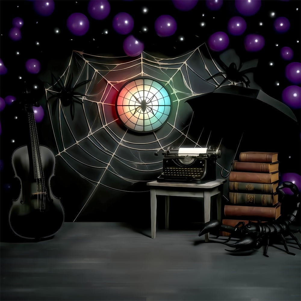Halloween Spider Backdrop Spider Web Gothic Study Halloween Photo Backdrop UK TWW510-33