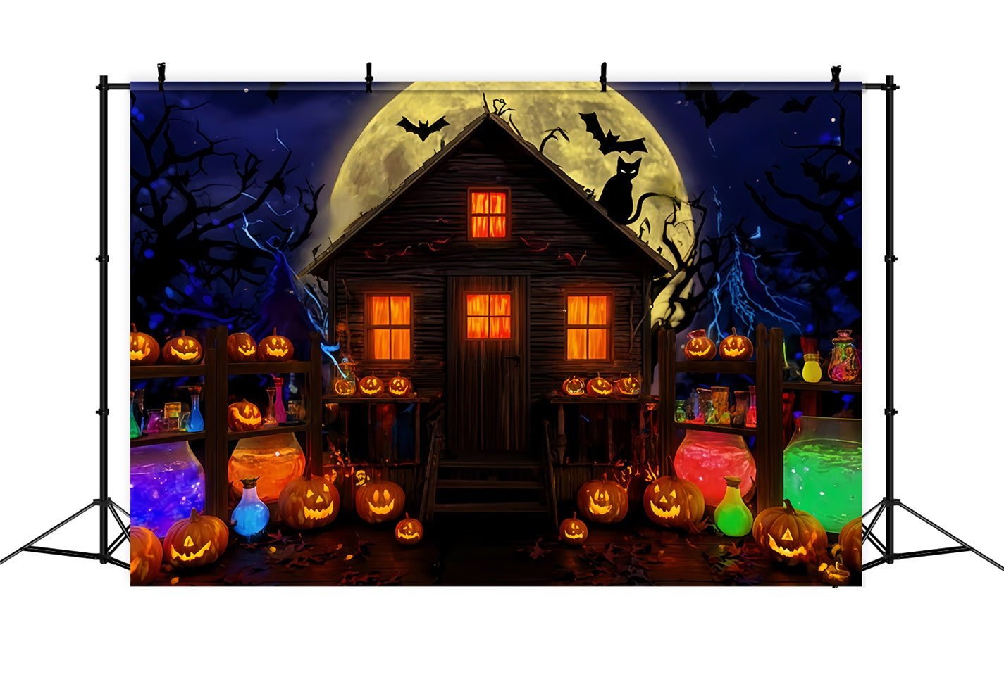 Haunted Mansion Backdrop Potion Shack Moonlight Glow Halloween Photo Backdrops UK TWW510-37