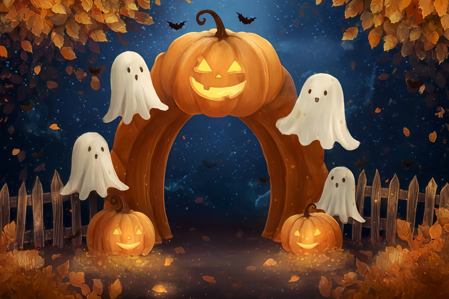 Halloween Ghost Backdrop Pumpkin Arch Ghost Path Halloween Backdrops UK TWW510-42