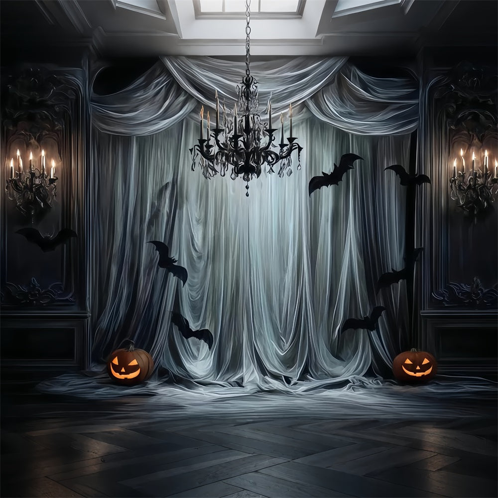 Halloween Color Backdrop Gothic Drapes Bat Glow Halloween Backdrop For Photos UK TWW510-44