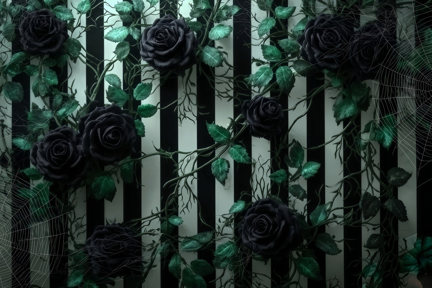 Halloween Wall Backdrop Black Roses Striped Wall Halloween Backdrops For Photos UK TWW510-46