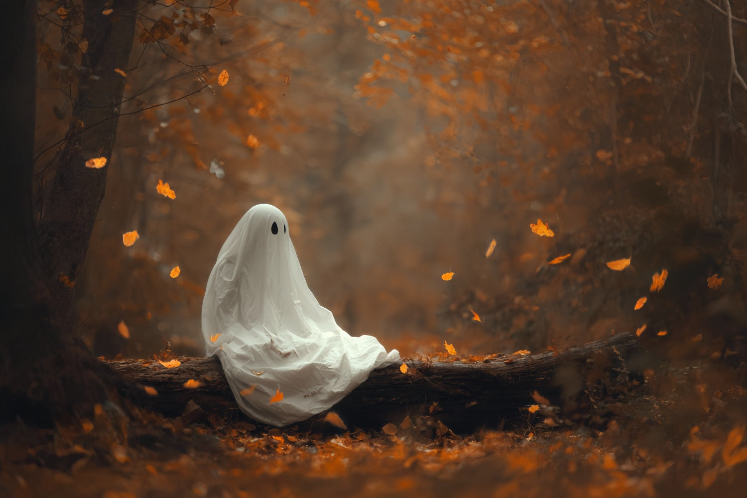 Halloween Ghost Backdrop Autumn Forest Lonely Ghost Spooky Halloween Backdrop UK TWW510-48