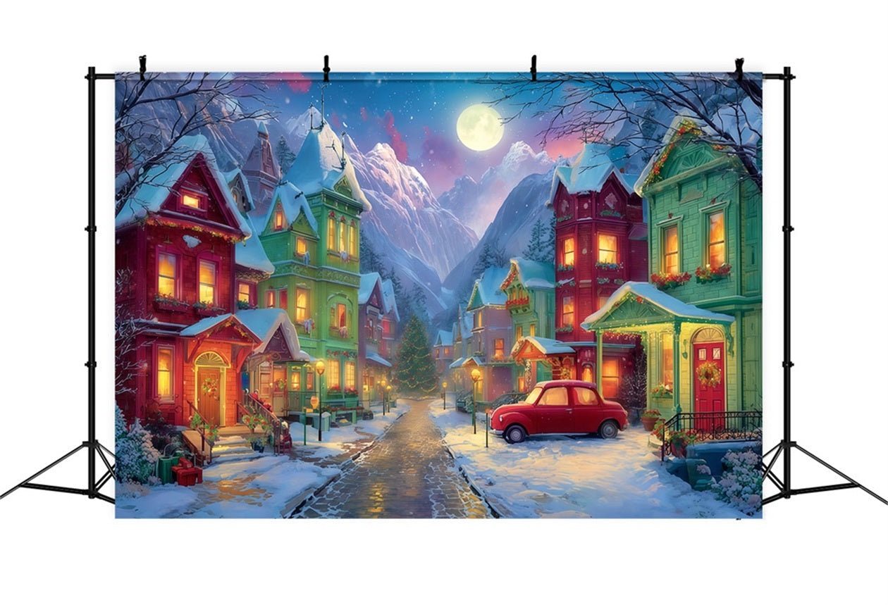 Grinch Backdrop Snowy Village Holiday Night Christmas Photography Backdrops UK TWW510-50