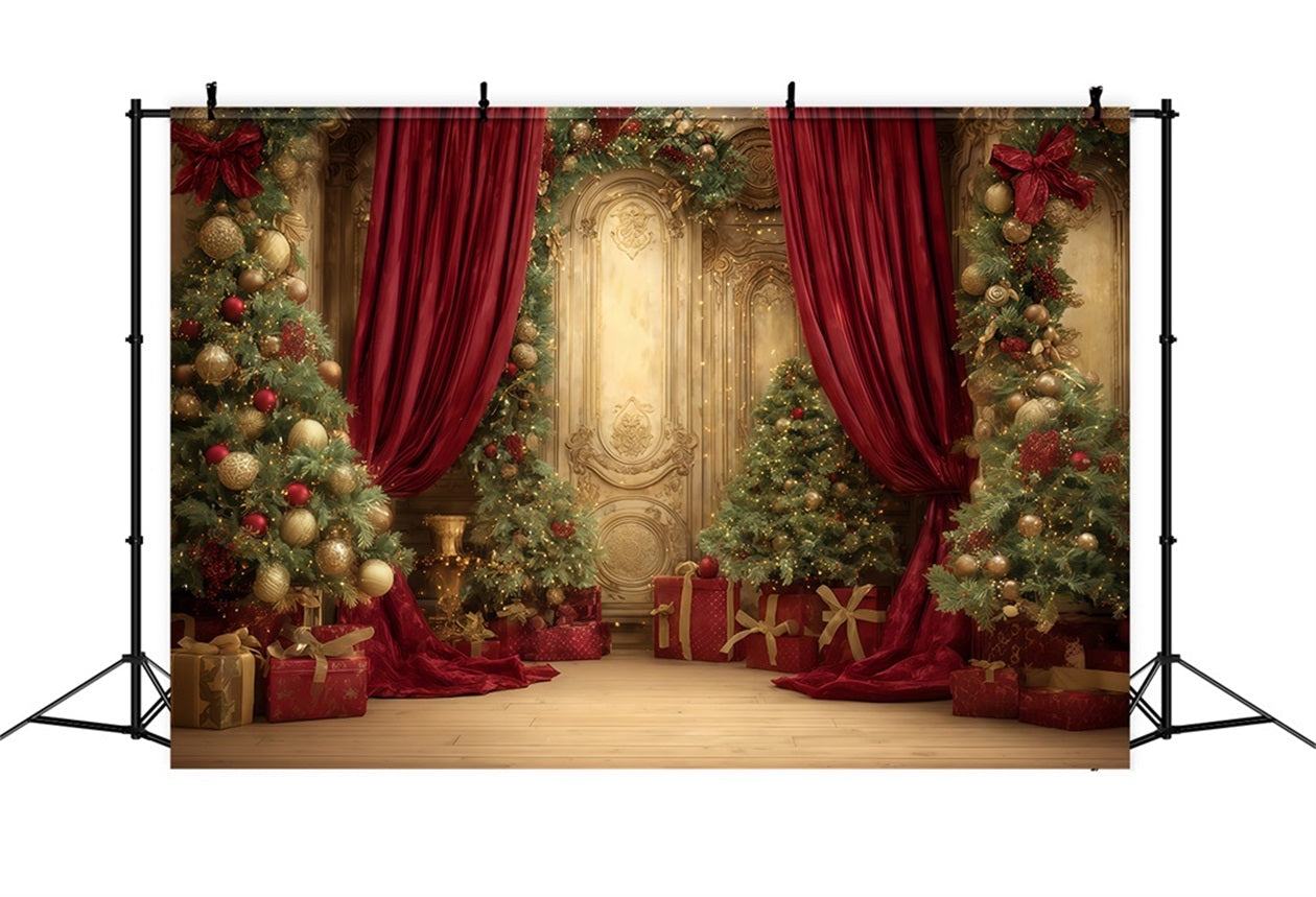 Christmas Wall Backdrop Golden Palace Festive Elegance Christmas Backdrops UK TWW510-54