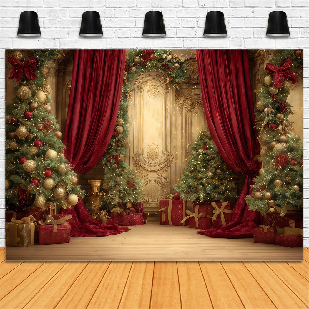 Christmas Wall Backdrop Golden Palace Festive Elegance Christmas Backdrops UK TWW510-54