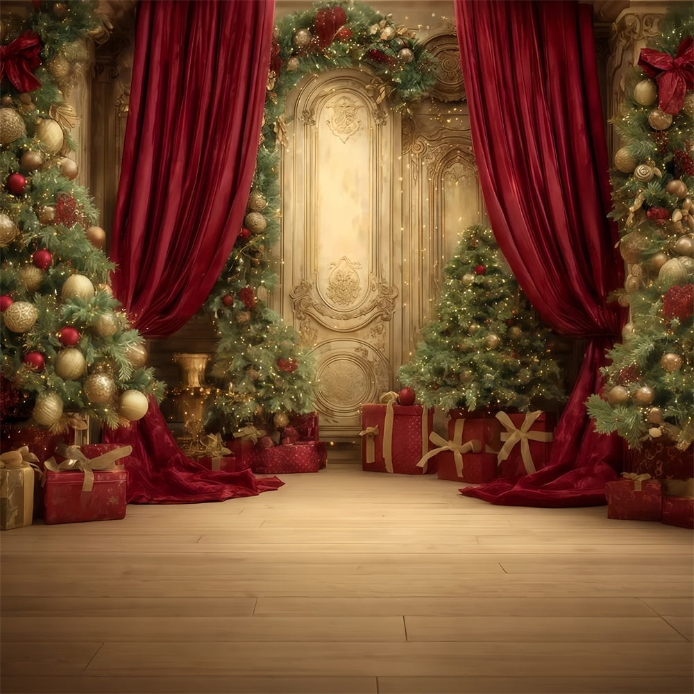 Christmas Wall Backdrop Golden Palace Festive Elegance Christmas Backdrops UK TWW510-54