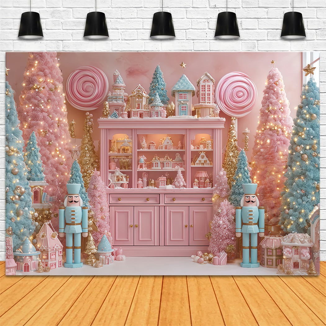 Nutcracker Backdrop Candyland Pastel Pink Trees Christmas Backdrop UK TWW510-62