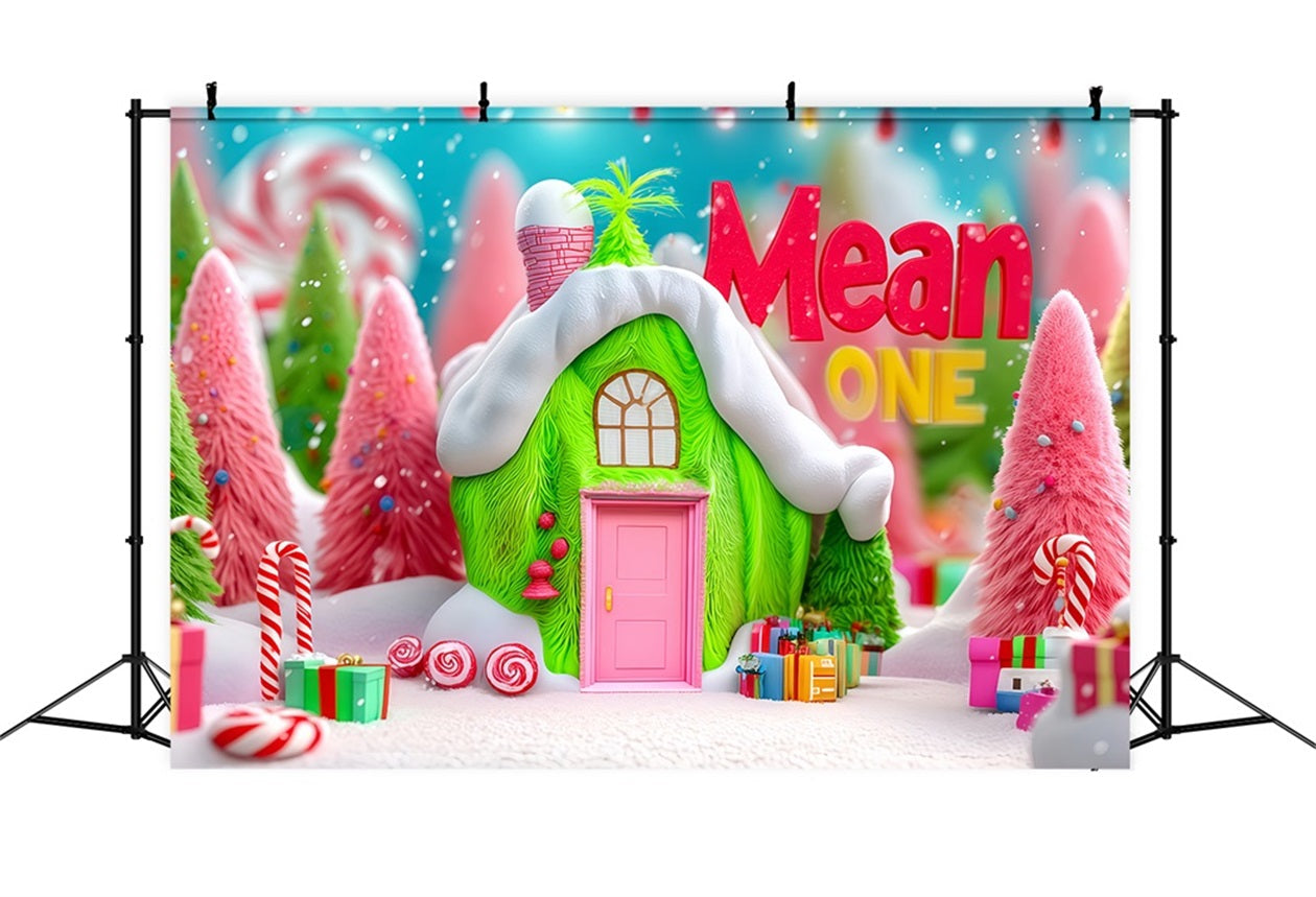 Grinch Photo Backdrop Whoville Green Candy Cottage Christmas Backdrops UK TWW510-63
