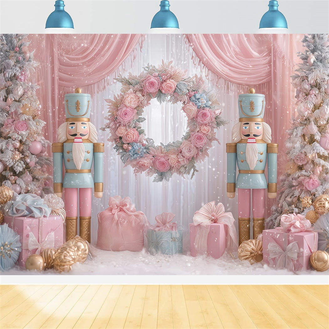 Nutcracker Backdrops Pink Nutcracker Gift Wonderland Christmas Backdrops UK TWW510-65