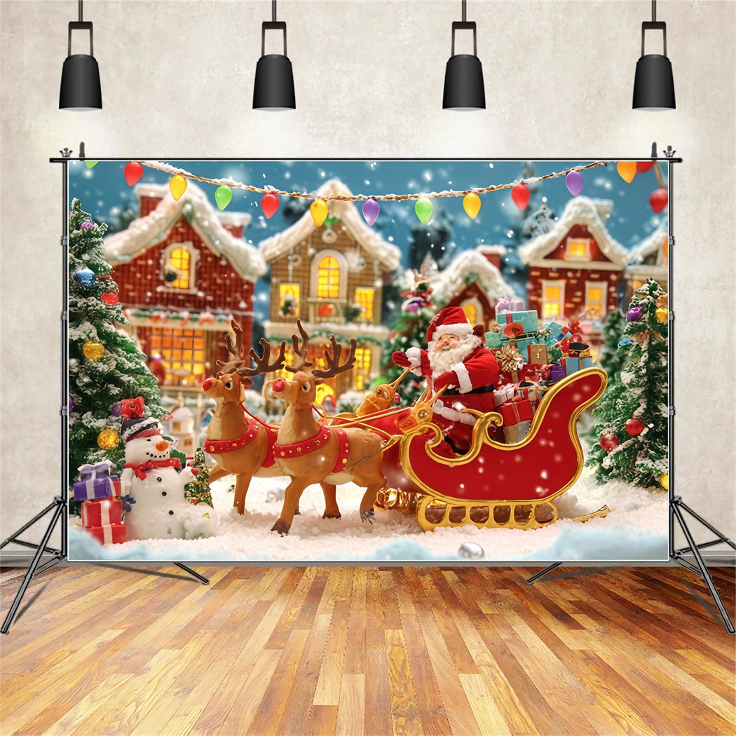 Santa Backdrop Santa Sleigh Village Parade Christmas Backdrops Sale UK TWW510-68