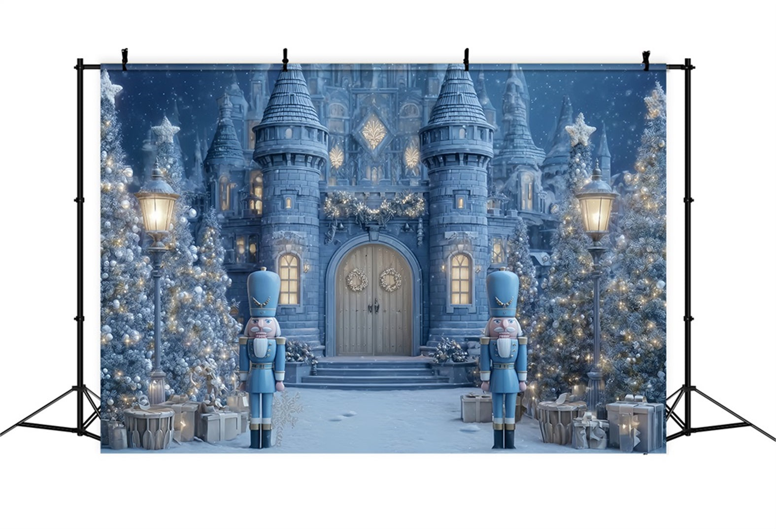 Nutcracker Backdrop Blue Nutcracker Castle Gate Christmas Backdrop Ideas UK TWW510-69