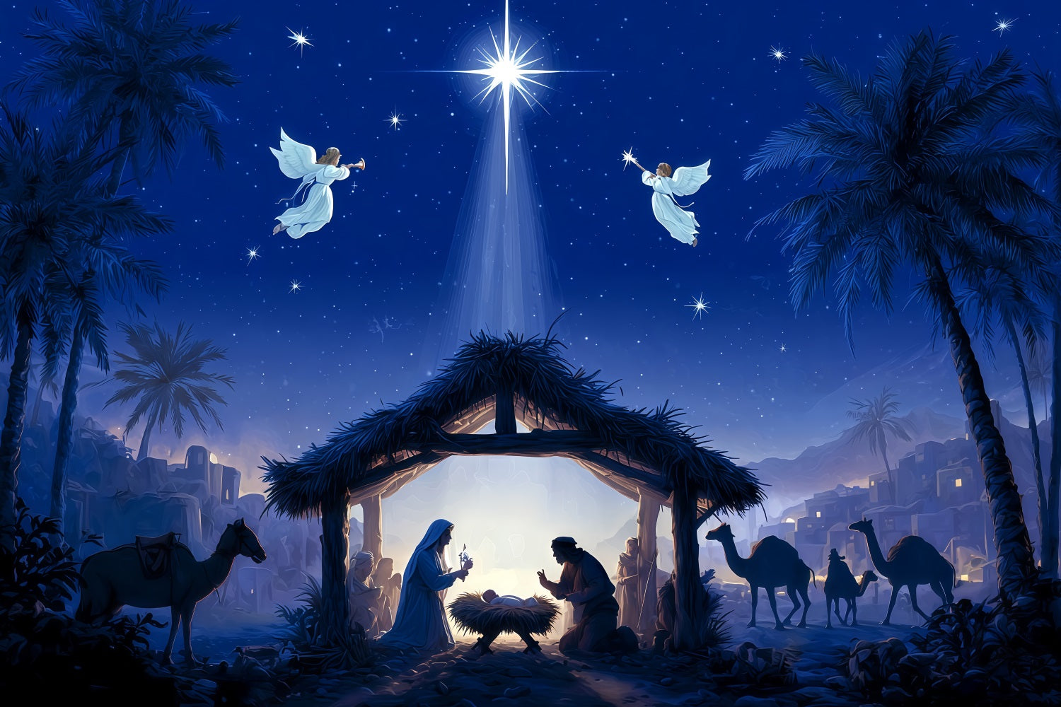 Nativity Backdrop Holy Night Nativity Star Christmas Backdrop UK TWW510-72