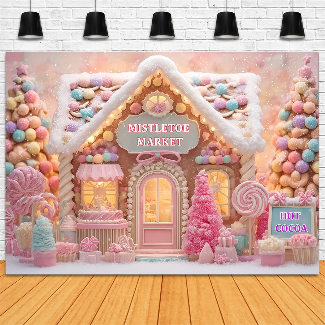 Gingerbread House Backdrop Candyland Sweet Shop Christmas Photo Backdrop UK TWW510-74