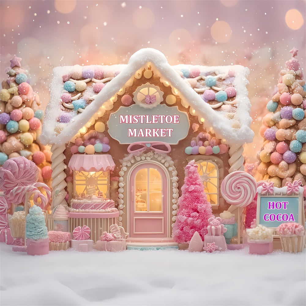 Gingerbread House Backdrop Candyland Sweet Shop Christmas Photo Backdrop UK TWW510-74