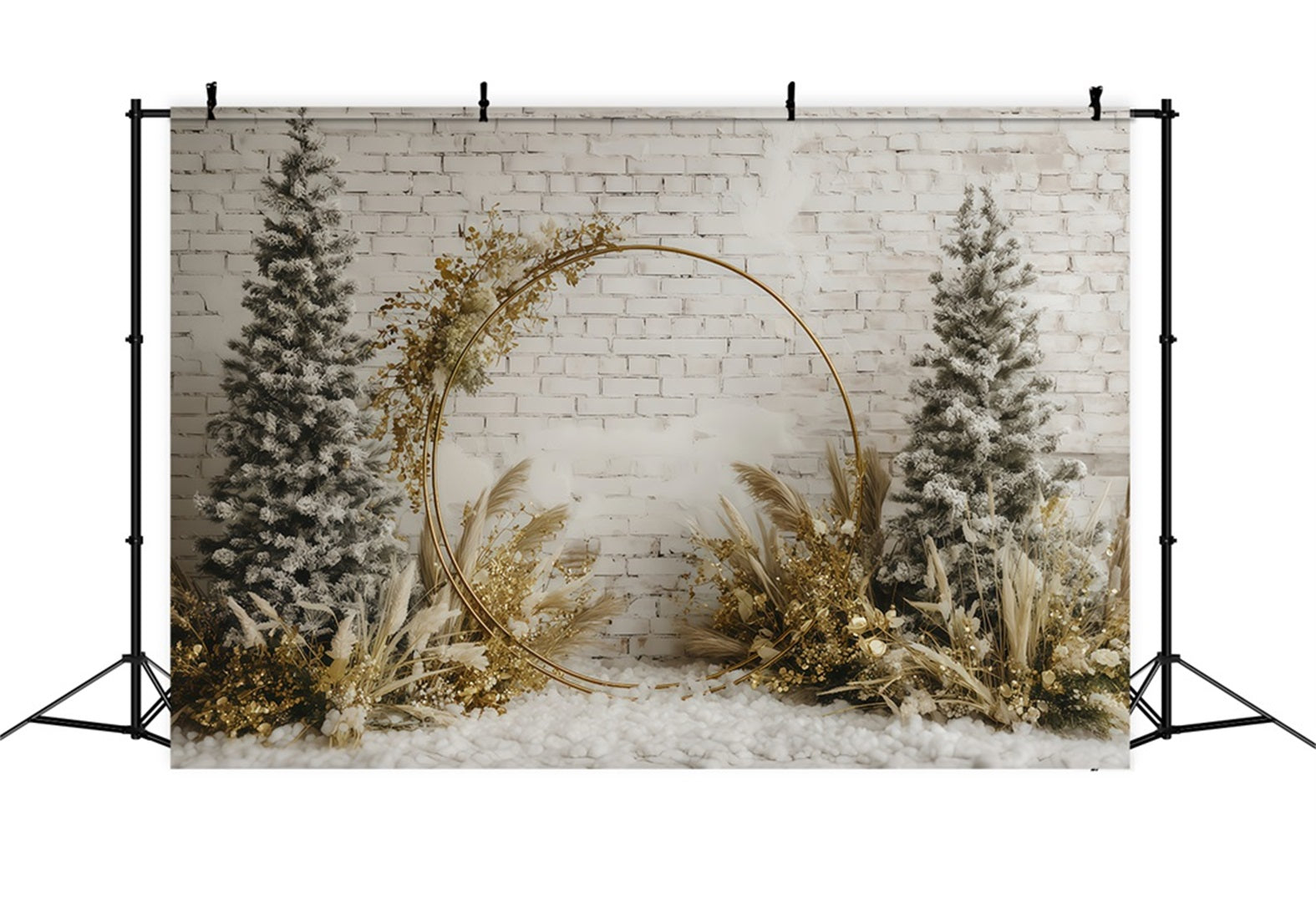 Christmas Wall Backdrop Golden Rustic Winter Arch Christmas Backdrops Sale UK TWW510-76