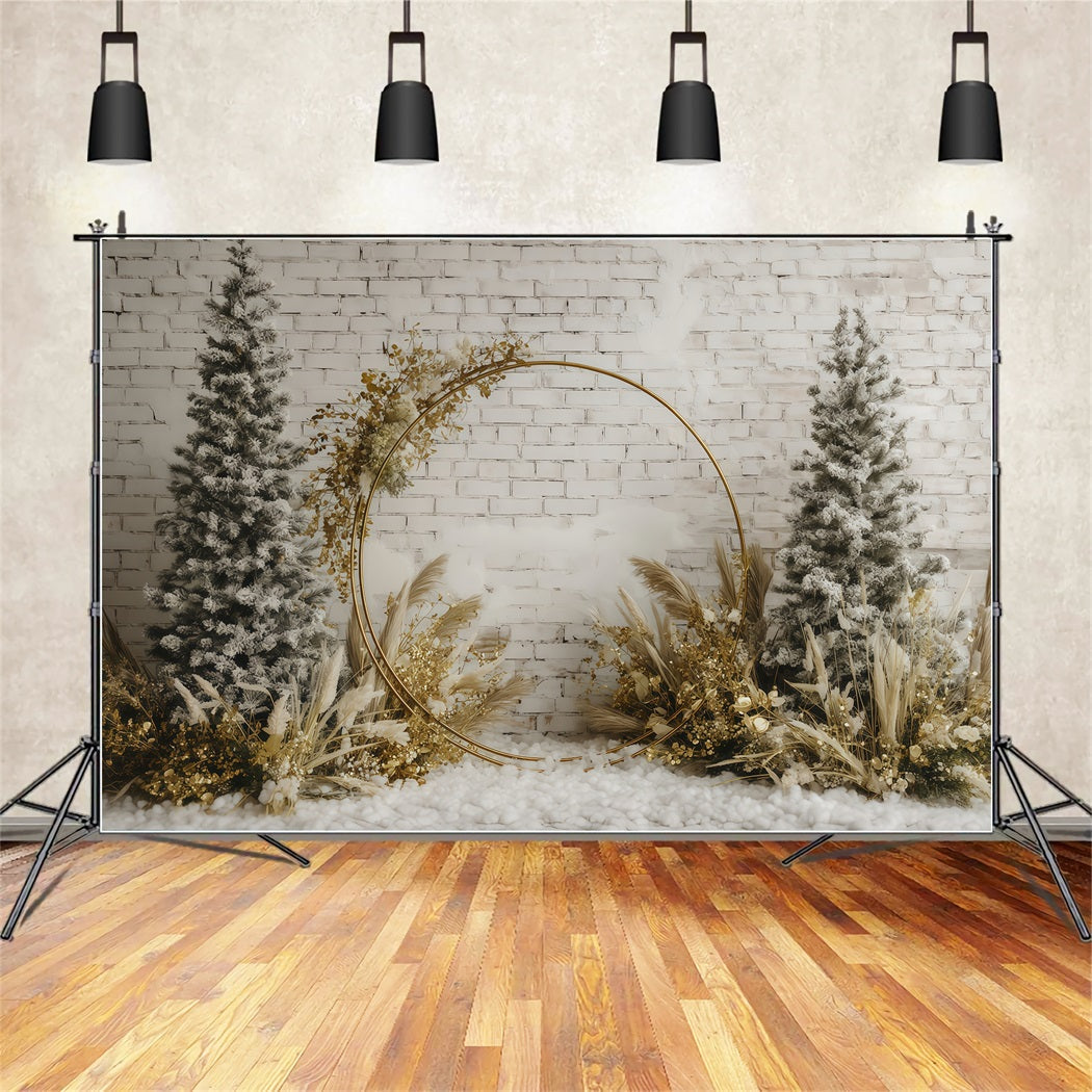 Christmas Wall Backdrop Golden Rustic Winter Arch Christmas Backdrops Sale UK TWW510-76