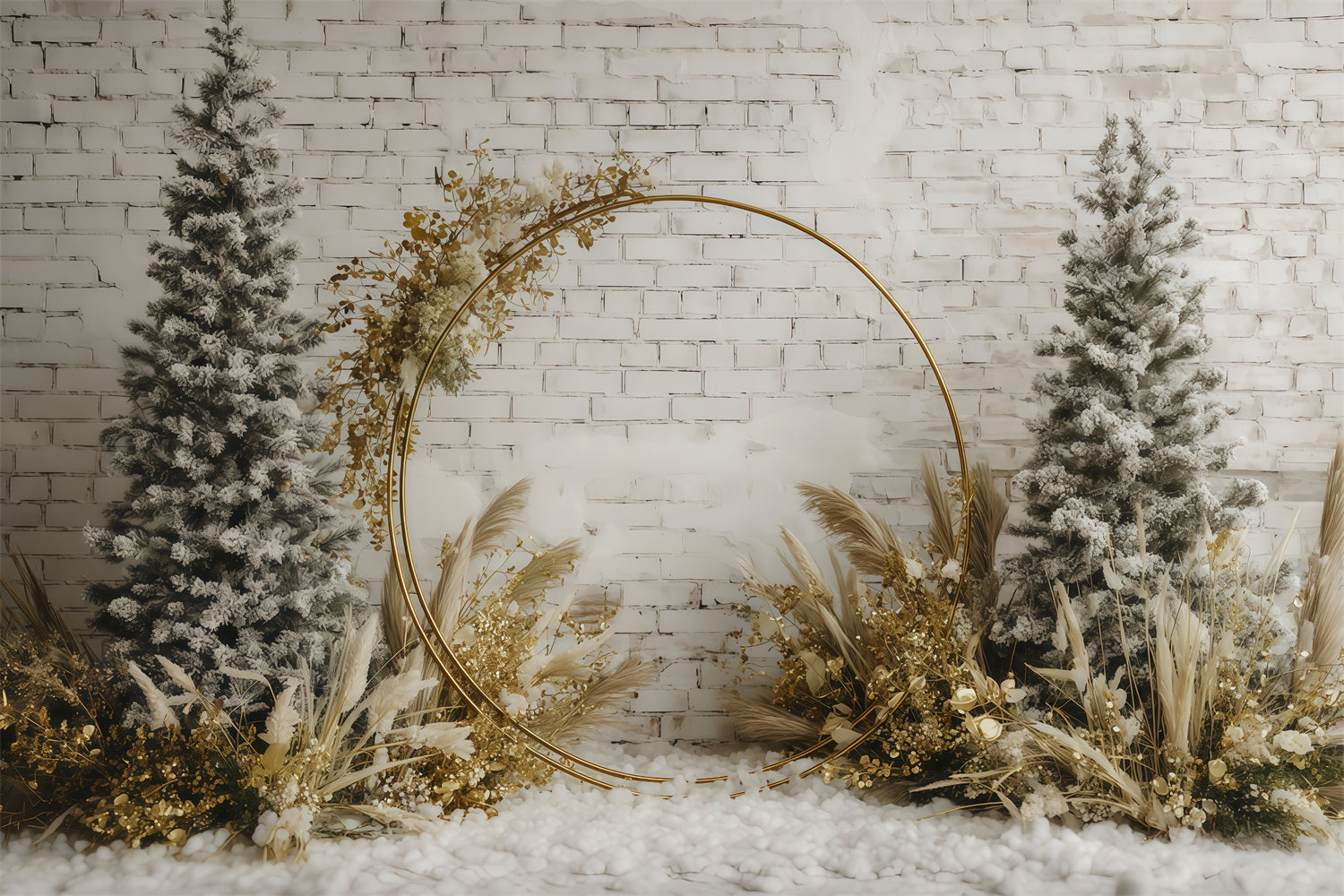 Christmas Wall Backdrop Golden Rustic Winter Arch Christmas Backdrops Sale UK TWW510-76