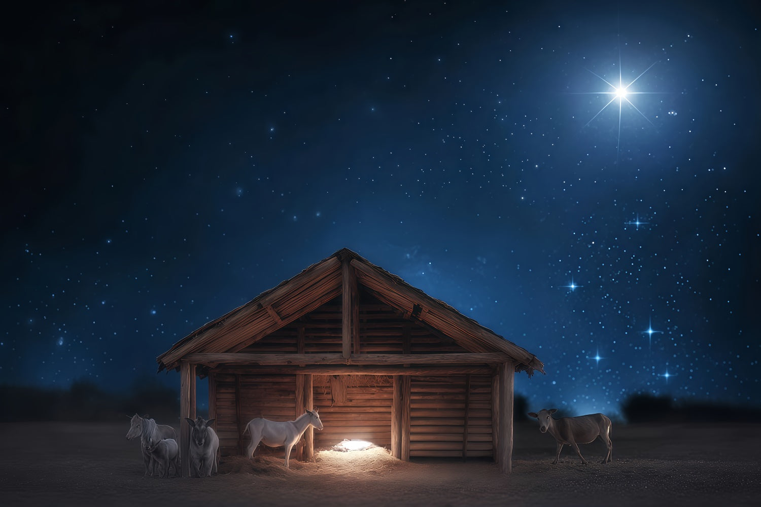 Nativity Backdrop Silent Night Manger Glow Christmas Backdrop Ideas UK TWW510-77