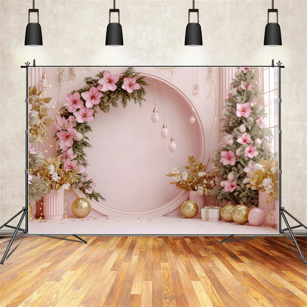 Christmas Wall Backdrop Blush Floral Holiday Arch Christmas Backdrops Sale UK TWW510-84