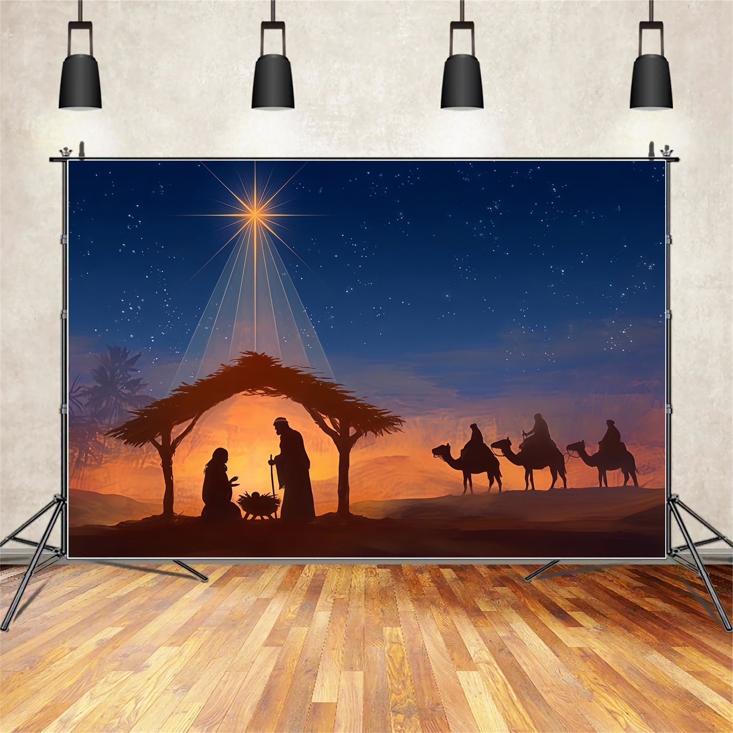 Nativity Backdrop Bethlehem Star Night Journey Christmas Backdrop UK TWW510-88