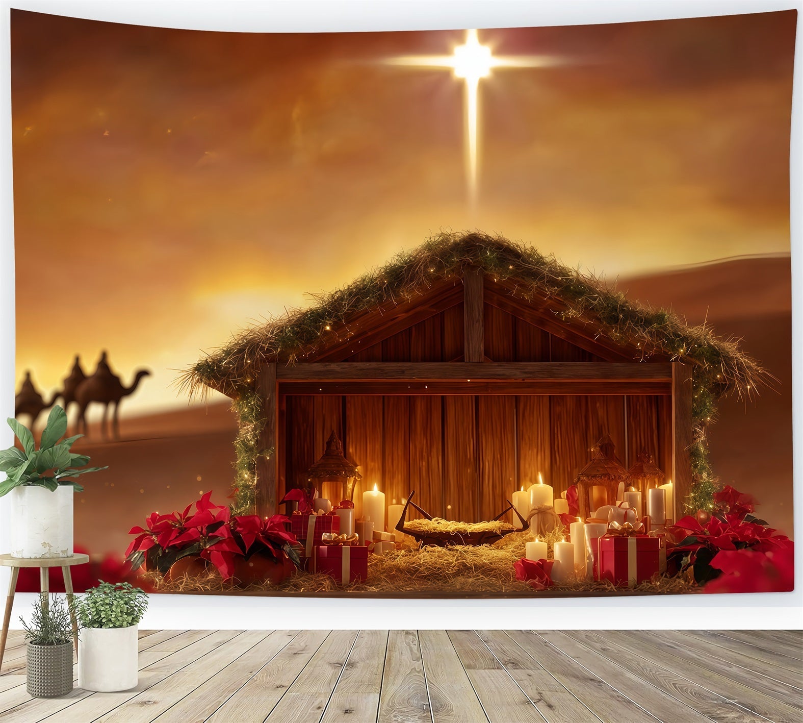 Nativity Backdrop Manger Star Desert Glow Christmas Photo Backdrops UK TWW510-91