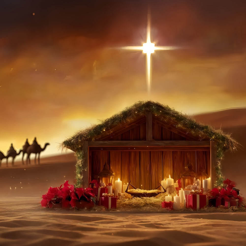 Nativity Backdrop Manger Star Desert Glow Christmas Photo Backdrops UK TWW510-91