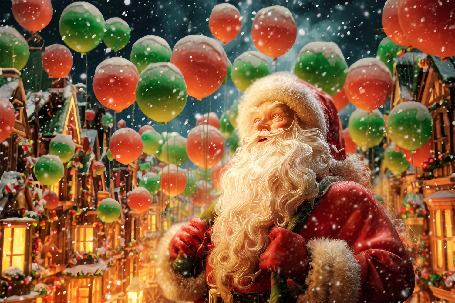 Santa Claus Backdrop Santa Balloons Winter Parade Christmas Backdrops Sale UK TWW510-92