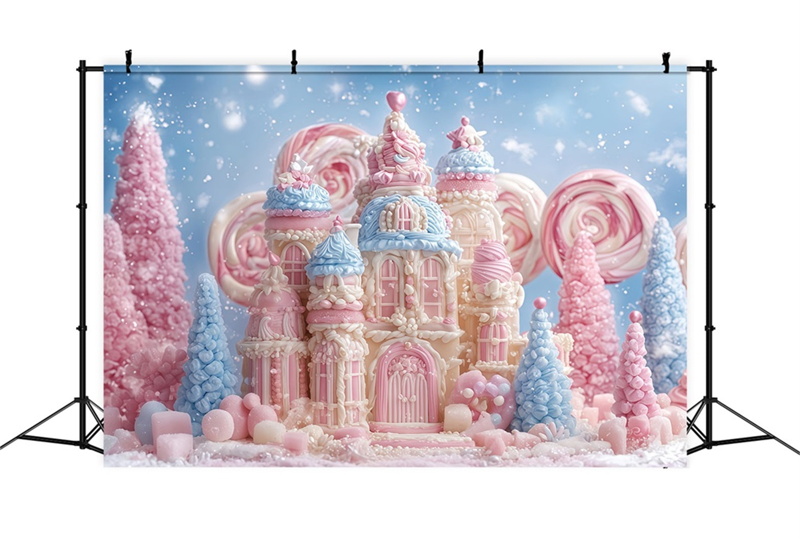 Gingerbread Backdrop Candyland Pastel Castle Delight Christmas Backdrops UK TWW510-95