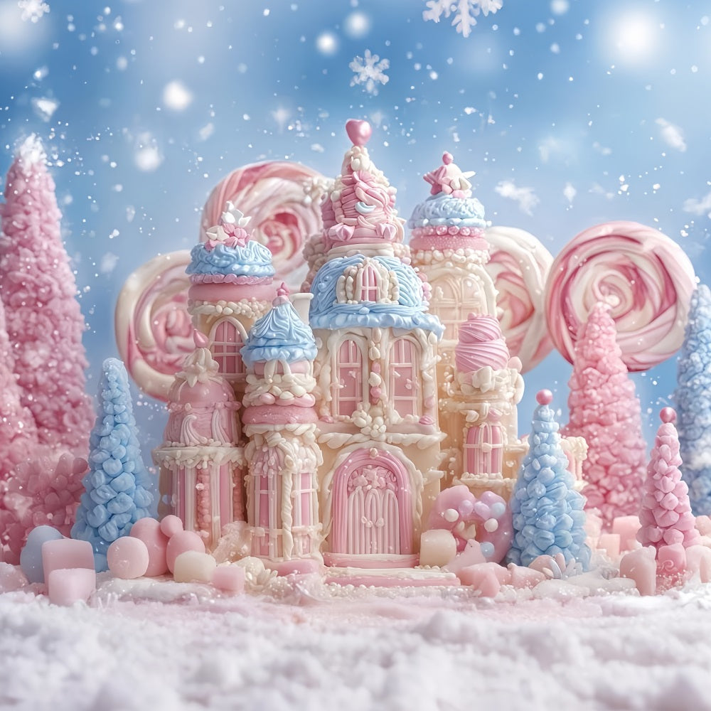 Gingerbread Backdrop Candyland Pastel Castle Delight Christmas Backdrops UK TWW510-95