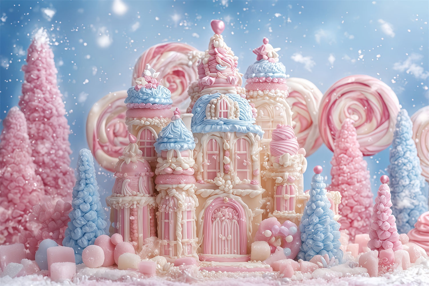 Gingerbread Backdrop Candyland Pastel Castle Delight Christmas Backdrops UK TWW510-95