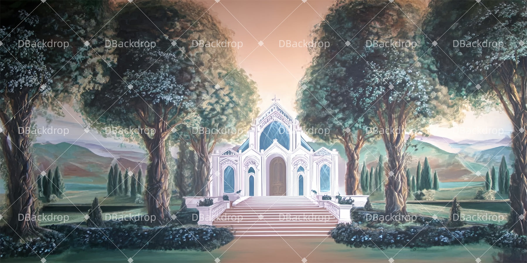 Movie Theater Backdrop Wedding Chapel Exterior Stage Backdrop UK TWW510-T27