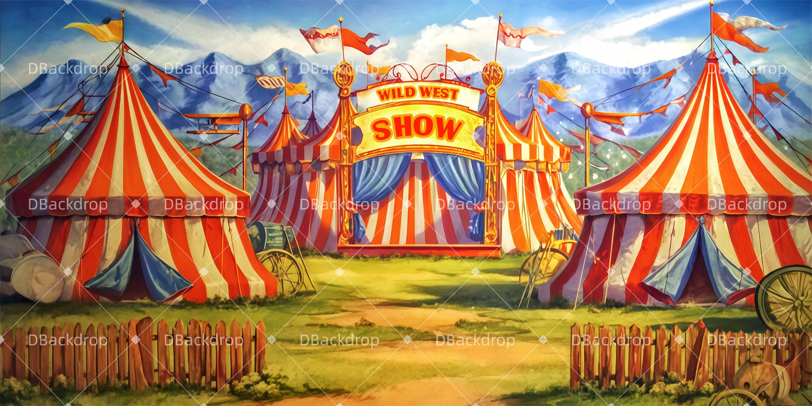 Theater Backdrop Buffalo Bill’s Wild West Show Circus Stage Backdrop UK TWW511-T19