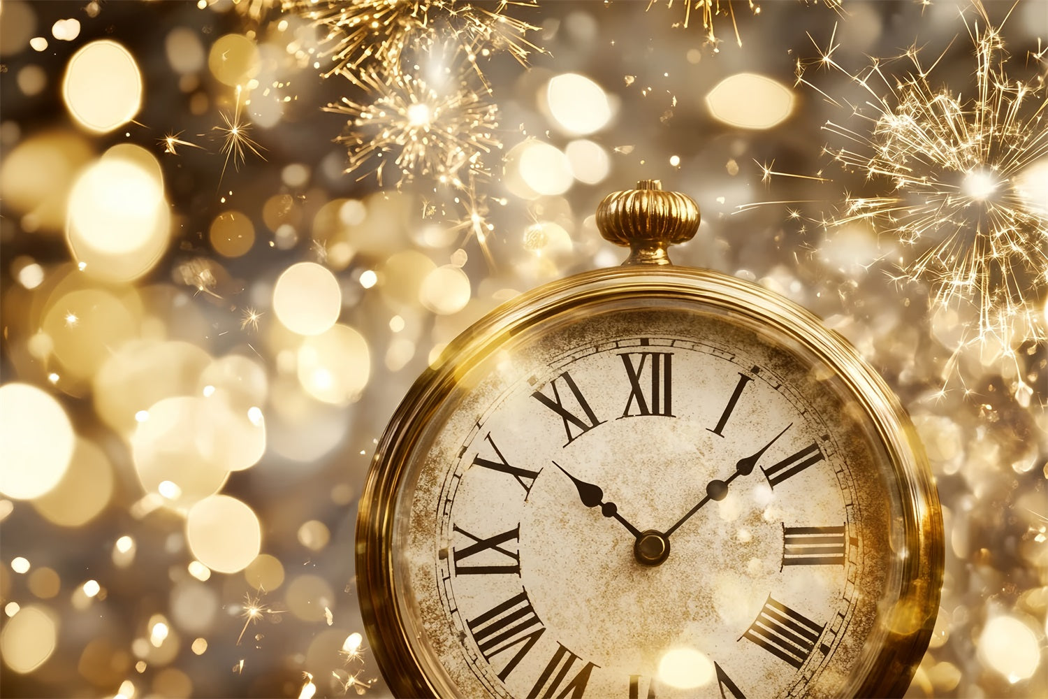 New Year's Backdrop Countdown Gold Glitter Firework Bokeh Backdrop UK TWW512-20