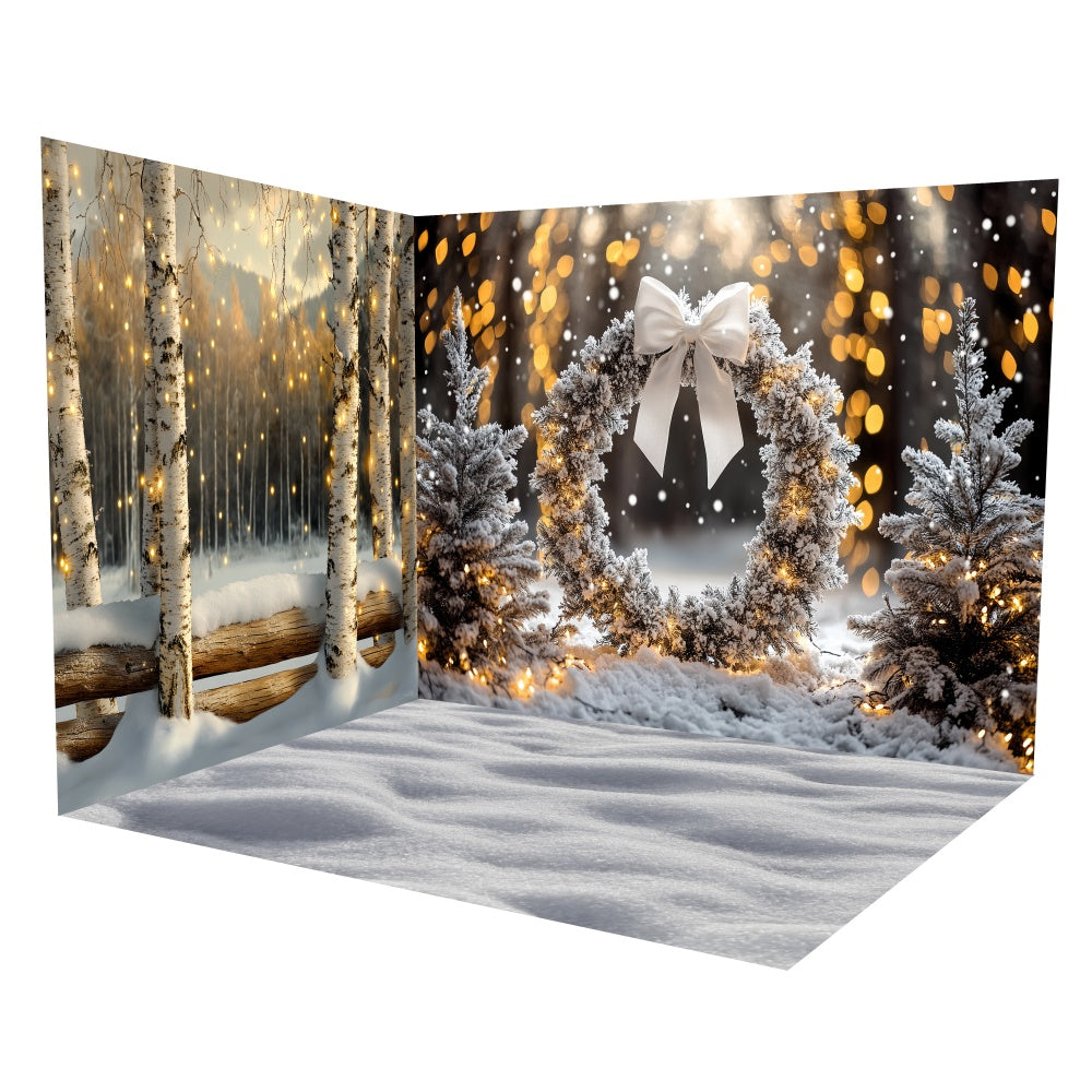 Winter Backdrops Glowing Forest Garland Backdrop Room Set UK TWW57-100