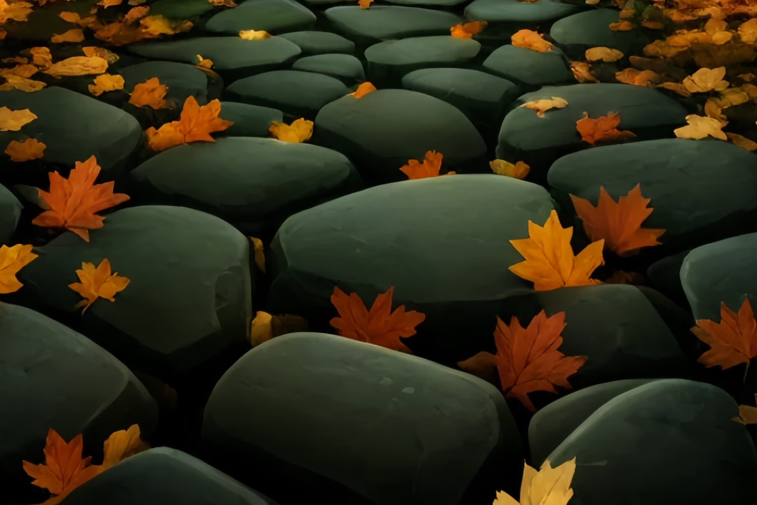 Photo Backdrop Floor Leaves Stone Path Floor Backdrop UK TWW57-40