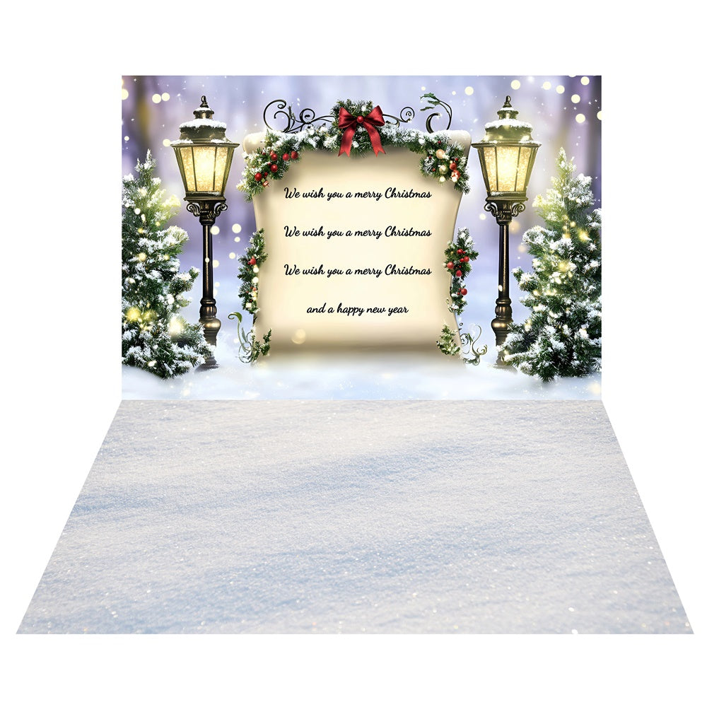 Holiday Greeting Board Backdrop+Glitter Snow Floor Backdrop UK TWW57-51