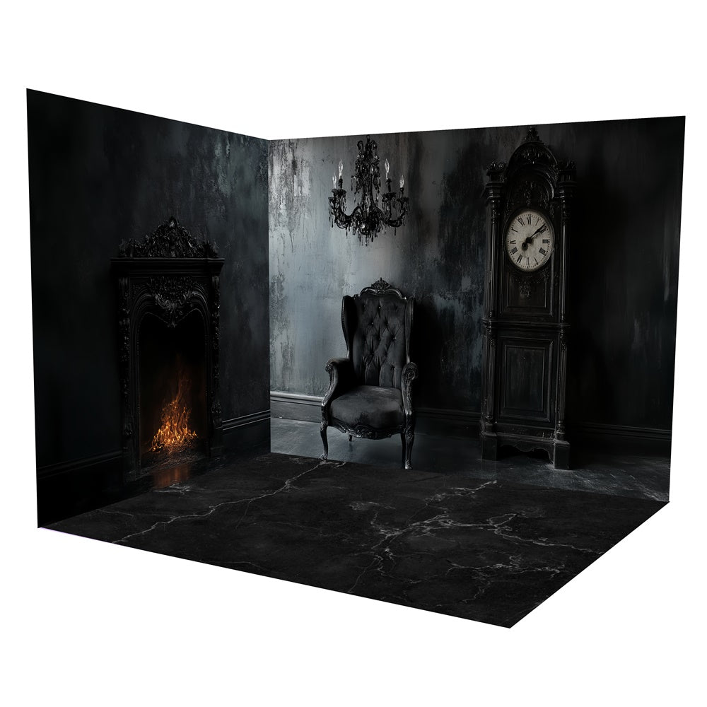 Vintage Backdrop Midnight Victorian Clock Backdrop Room Set UK TWW57-62