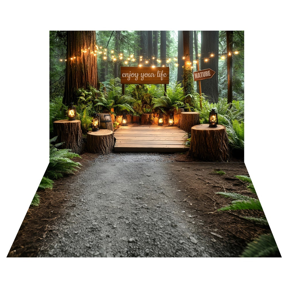 Lantern Grove Retreat Backdrop+Woodland Gravel Floor Backdrop UK TWW57-80