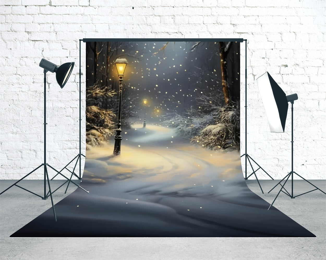 Winter Forest Backdrop Snowfall Lantern Path Sweep Backdrop UK TWW57-85