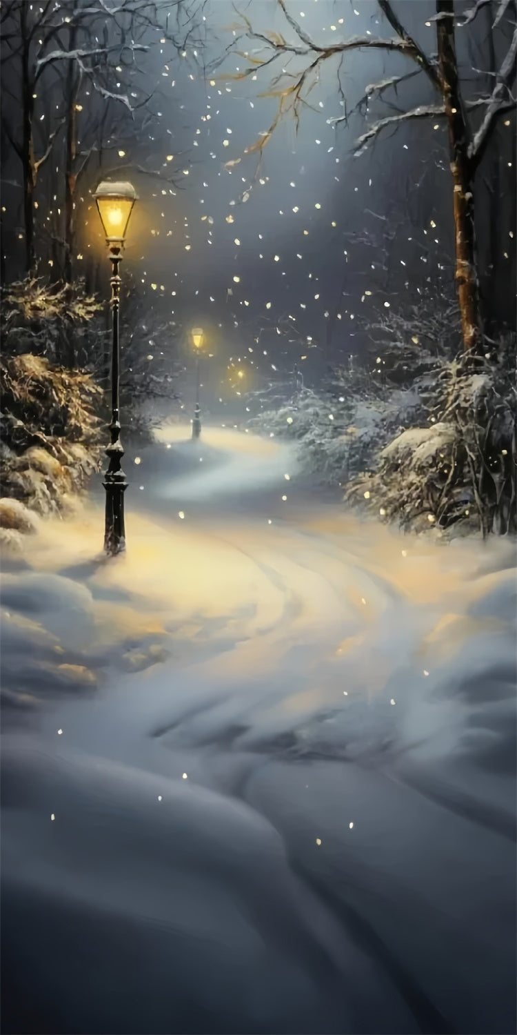 Winter Forest Backdrop Snowfall Lantern Path Sweep Backdrop UK TWW57-85